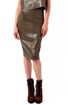 As By Df Port Elizabeth Recycled Leather & Knit Pencil Skirt In Desert Olive