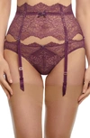 Dita Von Teese Metallic Lace Garter Belt In Amethyst