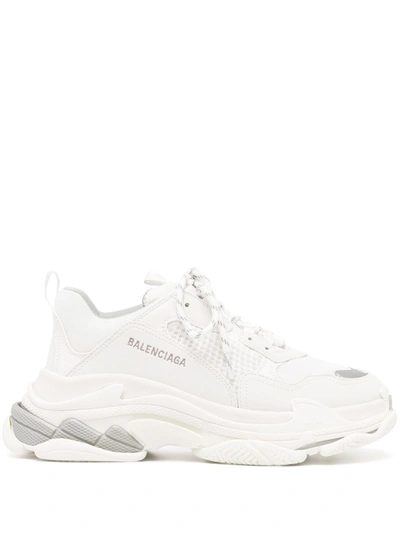 Balenciaga Triple S Sneakers In White Metal Grey