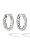 David Yurman Petite Pave Earrings With Diamonds In Silver