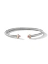 David Yurman Sterling Silver And 18kt Rose Gold 4mm Cable Morganite Bracelet