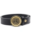 VERSACE JEANS COUTURE ENGRAVED-LOGO BUCKLE BELT