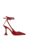 Amina Muaddi Crystal Lace-up Sling-back Pump Red Siam In Red