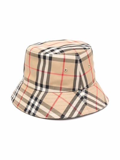 Burberry Kids' Archive Check-print Bucket Hat In Neutrals