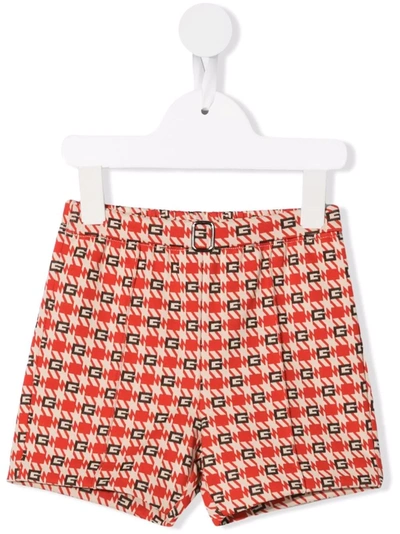 Gucci Babies' Houndstooth-print Shorts In Orange