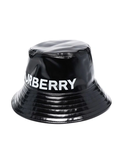 Burberry Kids' Logo-print Coated Bucket Hat In Black