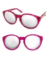 AQS WOMEN'S 53MM PRINTED DAISY ROUND SUNGLASSES - PINK,0400099210159