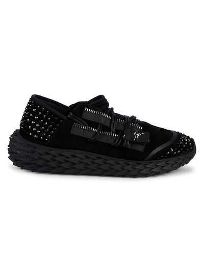 Giuseppe Zanotti Men's Crystal-embellished Spiked Platform Sneakers - Nero - Size 41 (8)