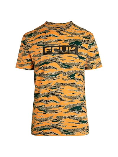 French Connection Men's Fcuk Camouflage Logo T-shirt - Paradise Orange - Size Xxl