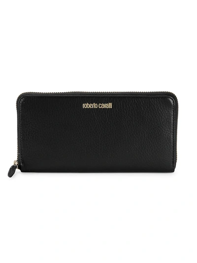 Roberto Cavalli Leather Zip Wallet - Black