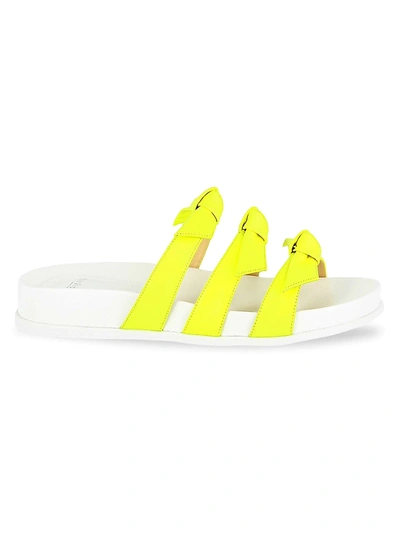 Alexandre Birman Lolita Leather Pool Slide Sandals - Yellow Fluorescent - Size 42 (12)