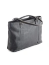 Royce New York Pebble Grain Leather Wide Tote In Black