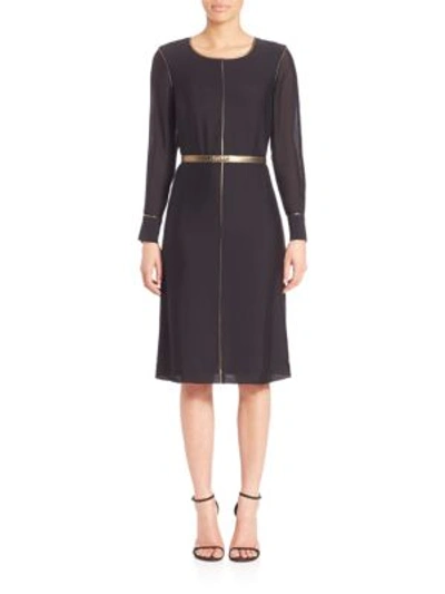 Elizabeth And James Annabelle Long-sleeve Belted Dress, Black