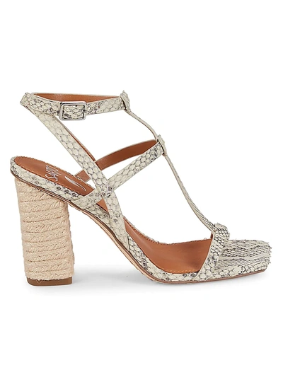 Sarto By Franco Sarto Women's Vix Leather Heeled Sandals - Natural - Size 8.5 In Natural Snake Print Leather