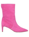 Redv Red(v) Woman Ankle Boots Fuchsia Size 6 Leather In Pink