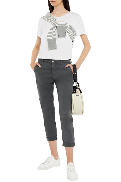 Ag Caden Cropped Cotton-blend Twill Slim-leg Trousers In Sulfur Twilight
