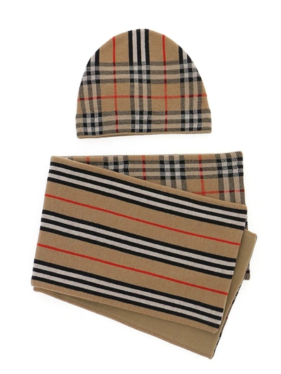 Burberry Вurberry Kids Vintage Check Scarf And Beanie Set In Multi