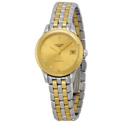 Longines La Grande Classique Automatic Champagne Diamond Dial Ladies Watch L4.274.3.37.7 In Beige,gold Tone,silver Tone,two Tone,yellow