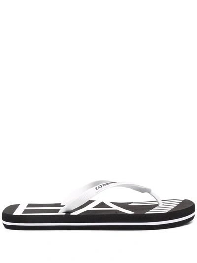 Ea7 Logo-print Flat Flip Flops In 黑色