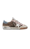 GOLDEN GOOSE SUPER-STAR PENSTAR LEOPARD-PRINT SUEDE AND LEATHER SNEAKERS