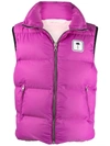 Palm Angels Fuchsia Pink Logo-patch Padded Gilet In 粉色