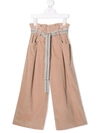 Brunello Cucinelli Paperbag-waist Corduroy Trousers In 中性色