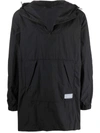 Helmut Lang Mesh-trimmed Crinkled Shell Hooded Jacket In 黑色