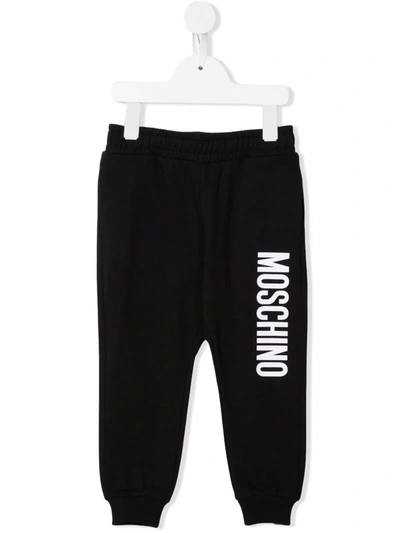 Moschino Kids' Logo-print Track Trousers In 黑色