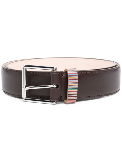 Paul Smith Contrast Stripe Belt In 褐色