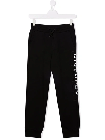 Givenchy Kids' Logo-print Straight Joggers In 黑色