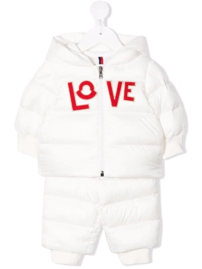 Moncler Babies' Love-patch Padded Set In Bianco