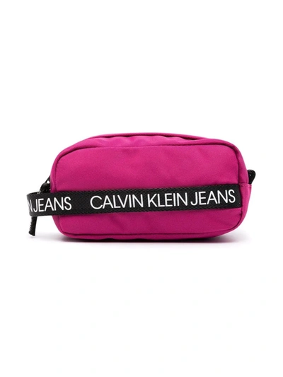 Calvin Klein Logo-print Tonal Clutch Bag In Rosa