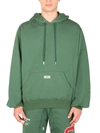 Gcds Cotton Sweatshirt With Contrasting Embroidered Mini Logo In Green