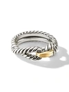 David Yurman 18kt Yellow Gold And Sterling Silver Cable Loop Ring In Silver