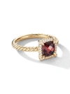 David Yurman 18kt Yellow Gold Petite Chatelaine Garnet And Diamond Ring In Gold