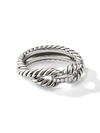 David Yurman Cable Loop Ring With Diamonds In Silver