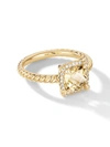 David Yurman Petite Chatelaine Pave Bezel Ring In 18k Yellow Gold With Champagne Citrine In Gold