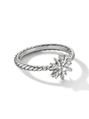 David Yurman Sterling Silver Petite Starburst Station Ring With Diamonds In Silver
