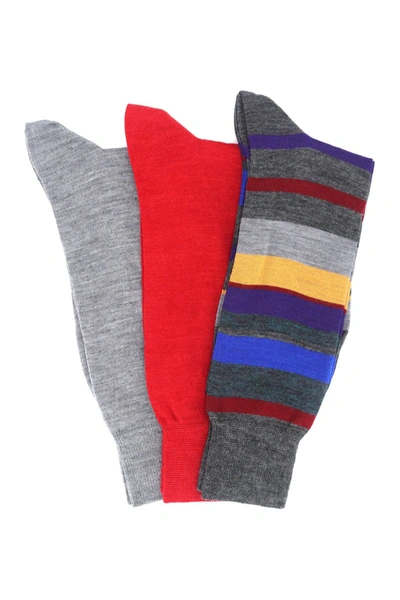 Lorenzo Uomo Wool Pattern Socks In Medium Grey