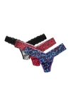 Hanky Panky Low Rise Lace Thongs In Jgbk/on The Prowl/ca