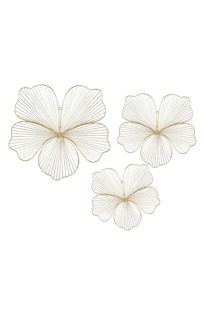 Cosmo By Cosmopolitan Metal 3-piece Floral Wall Art Set In Gold