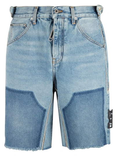 Off-white Mens Vintage Light Carpenter Reconstructed Relaxed-fit Denim Shorts 29 In Light Wash