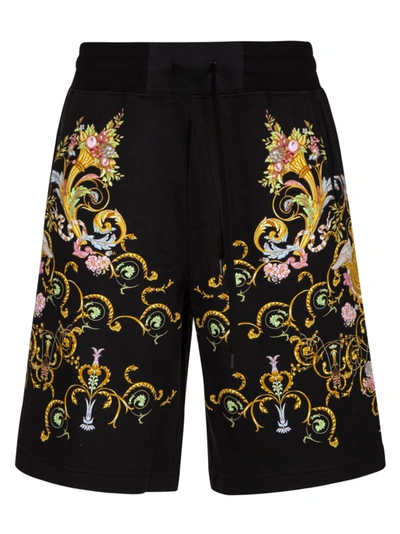 Versace Jeans Couture All Over Print Shorts In Black In Black/multicolor