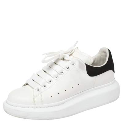 Pre-owned Alexander Mcqueen White/black Leather And Suede Oversized Sneakers Size 36.5
