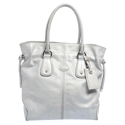 Pre-owned Tod's Silver Leather Restyling D Bag Media Tote