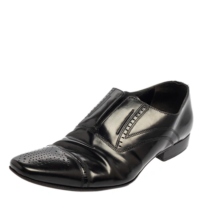 Pre-owned Dolce & Gabbana Black Leather Slip On Oxfords Size 41