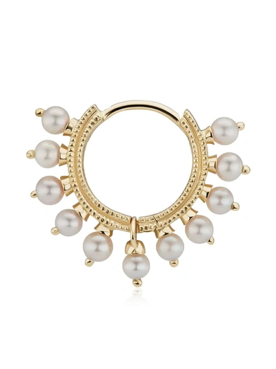 MARIA TASH 18KT YELLOW GOLD CORONET PEARL HOOP EARRING