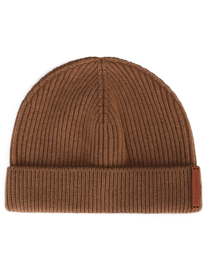 Dolce & Gabbana Fine-ribbed Beanie In Braun