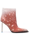 Off-white Paint Splatter Stiletto Boots In Orange