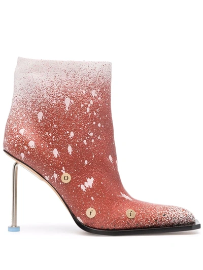 Off-white Paint Splatter Stiletto Boots In Orange